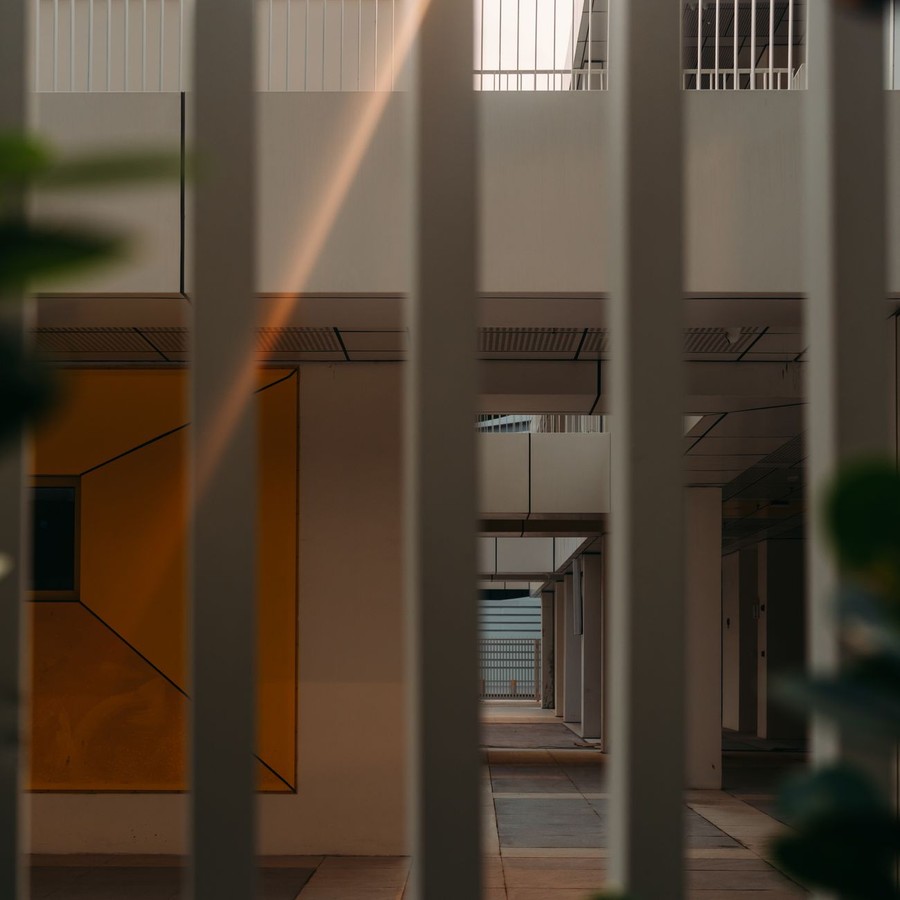 Interior corridor with sightline testing for wayfinding design
